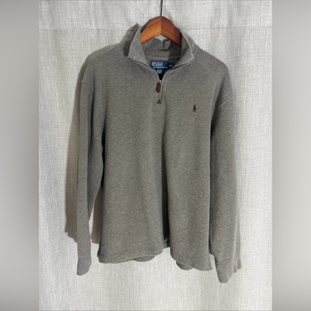 Men’s Preppy‎ Polo Ralph Lauren 1/4 Zip Pullover Sweater Brown XXL